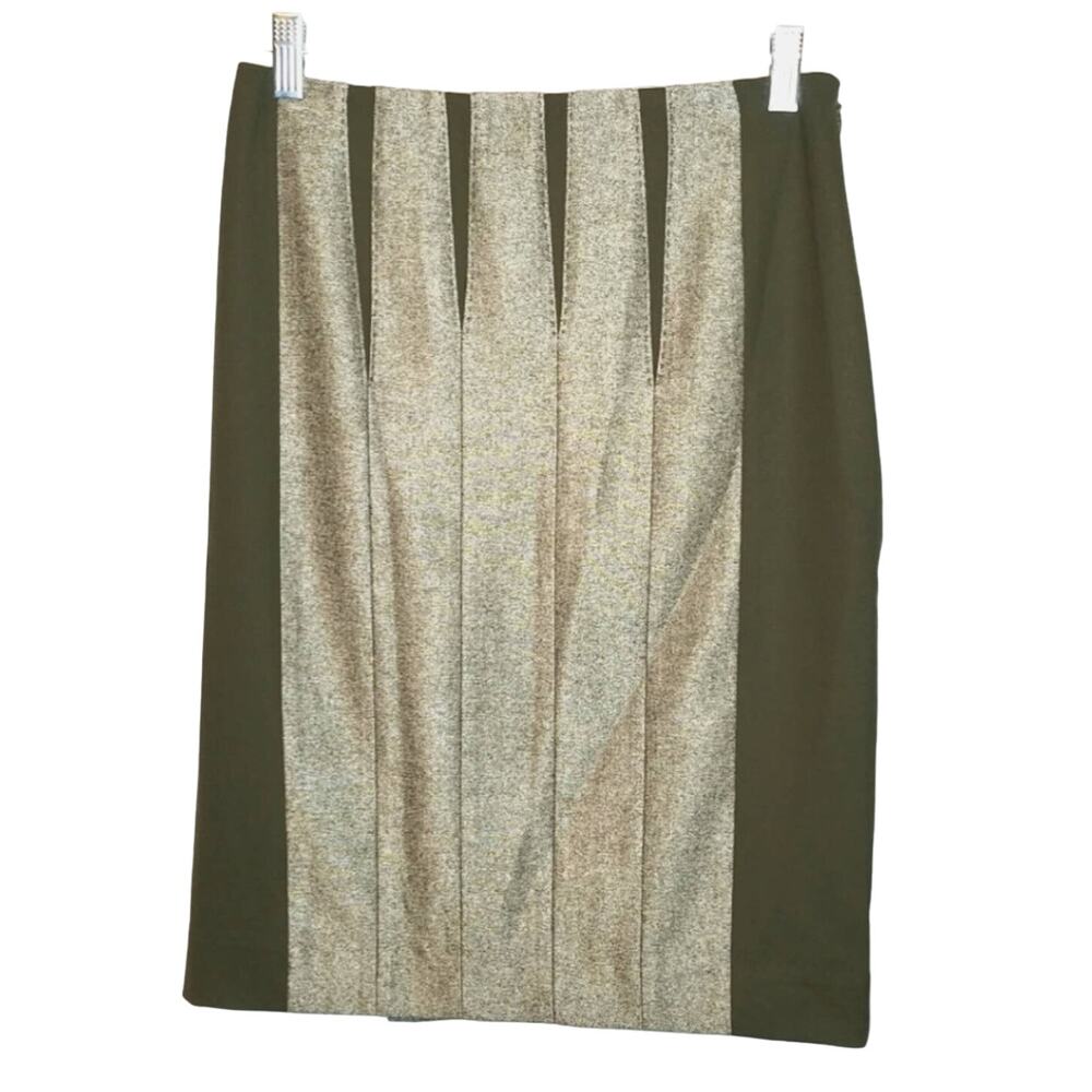 Per Se by Carlisle Two Tone Wool Green Pencil Skirt size 6